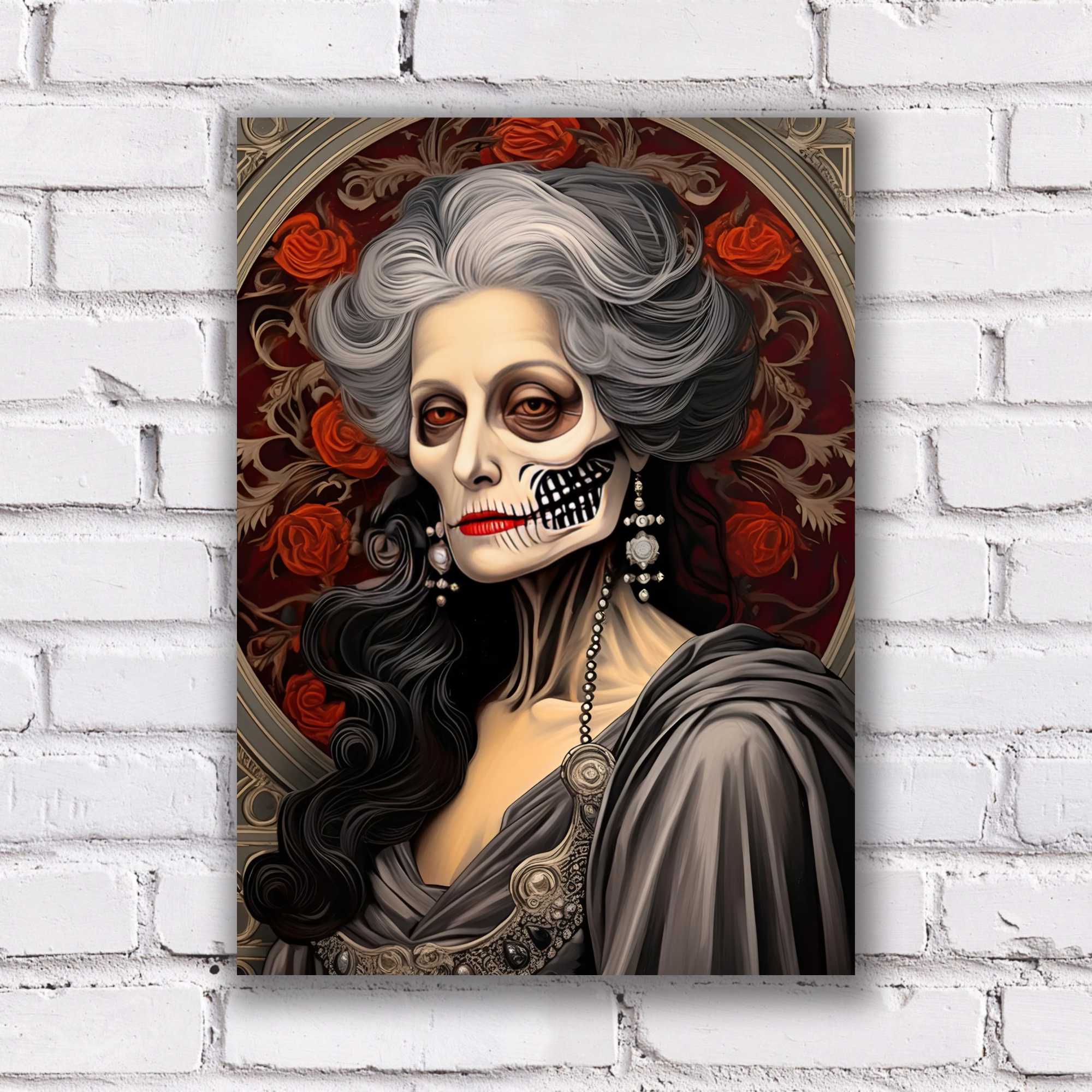 Quadro Rosa Caveira